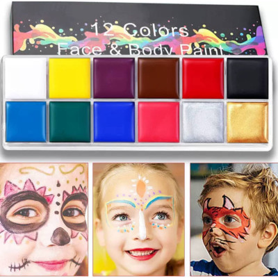 Фарби для обличчя та тіла на Хелловін, 12 кольорів, нетоксичні