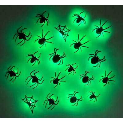 Декор на стіну набір LED павуків на Хелловін, Halloween, 9 шт