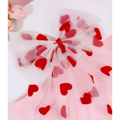 Заколка бант для волосся з сердечками