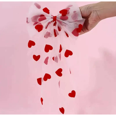 Заколка бант для волосся з сердечками