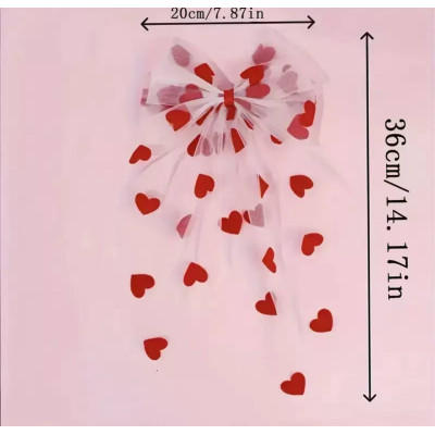 Заколка бант для волосся з сердечками