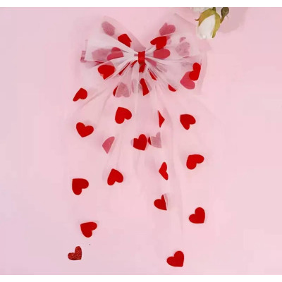 Заколка бант для волосся з сердечками