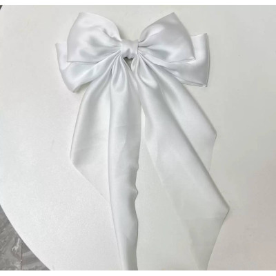 Заколка бант для волосся атласний, білий