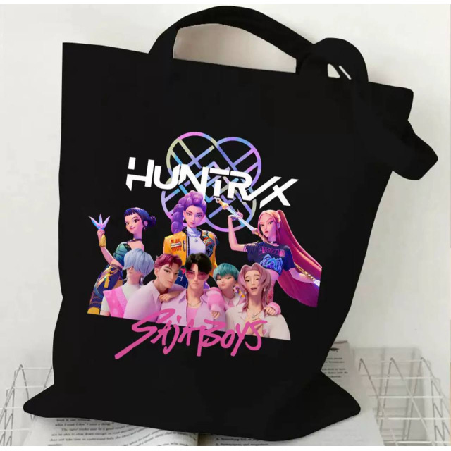 Сумка- шопер із графічним принтом K-POP Demon Hunters, К-поп мисливиці на демонів та Saja Boys