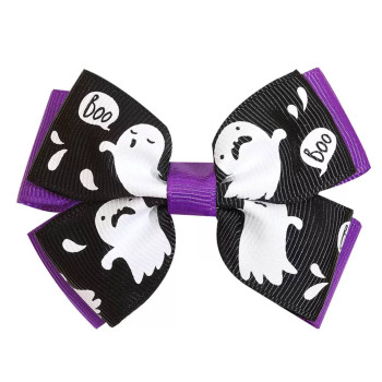 Заколка бант чорна з привидом на Хелловін, Halloween, 1 шт