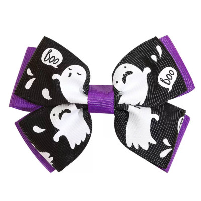 Заколка бант чорна з привидом на Хелловін, Halloween, 1 шт