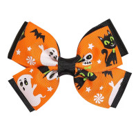 Заколка бант з привидом та чорним котом на Хелловін, Halloween, 1 шт