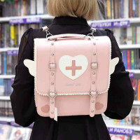Рюкзак в стилі Лоліта, Lolita Style з серцями та крильцями, рожевий