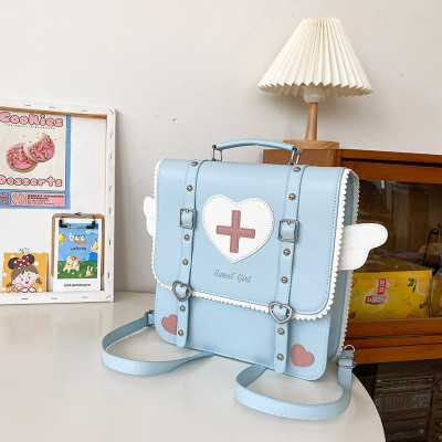 Рюкзак в стилі Лоліта, Lolita Style з серцями та крильцями, блакитний