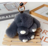 Брелок іграшка пухнастий зайчик, чорний