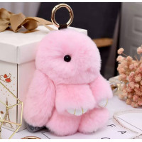 Брелок іграшка пухнастий зайчик, рожевий