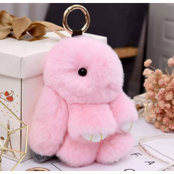 Брелок іграшка пухнастий зайчик, рожевий