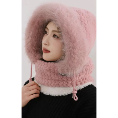 Плюшевий утеплений снуд-капор, зимова шапка, шарф