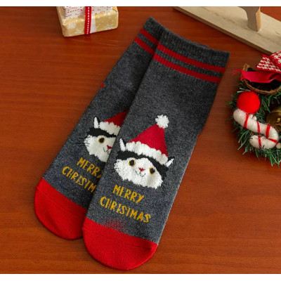 Різдвяні шкарпетки котиком в шапці Санти, MERRY Christmas