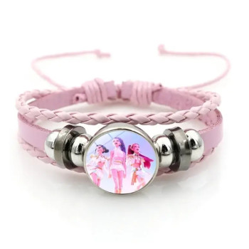 Плетений браслет Кейпоп мисливиці на демонів, браслет K-pop Demon Hunters, рожевий