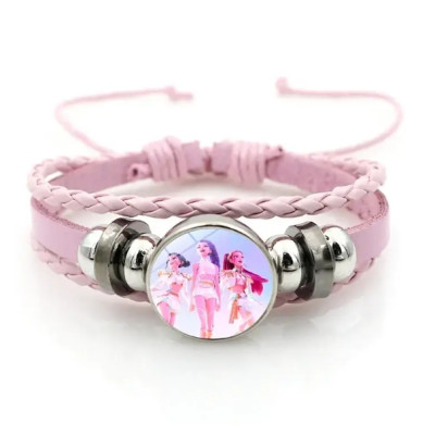 Плетений браслет Кейпоп мисливиці на демонів, браслет K-pop Demon Hunters, рожевий