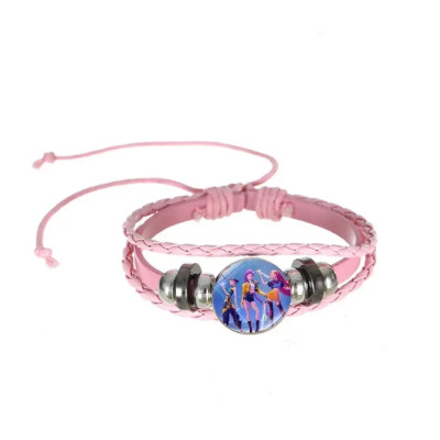Плетений браслет Кейпоп мисливиці на демонів, браслет K-pop Demon Hunters, рожевий