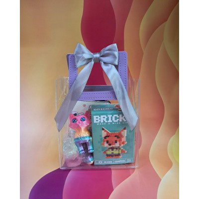 Подарунковий набір для гарного настрою, конструктор, гаманець, 3D котик, сквіш лід