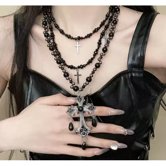 Чокер на шию, готичне намисто « Dark Elegance » з хрестами